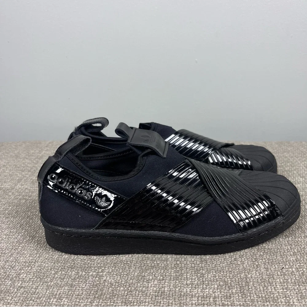 Adidas Women's Originals Superstar All Core Black Slip-On Shoes Sneakers Size 6